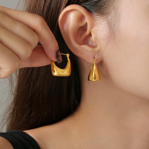 FXET799 Earrings for women, polished bread bag earrings, 18K gold-plated PVD