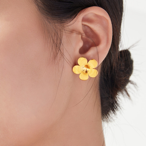 FXET976 Wave shell shape earrings for women 18k real gold plated fan-shaped earrings