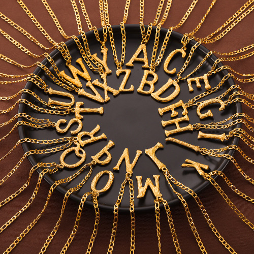 FXNT1449 Jewelry 26 letters texture pendant plated