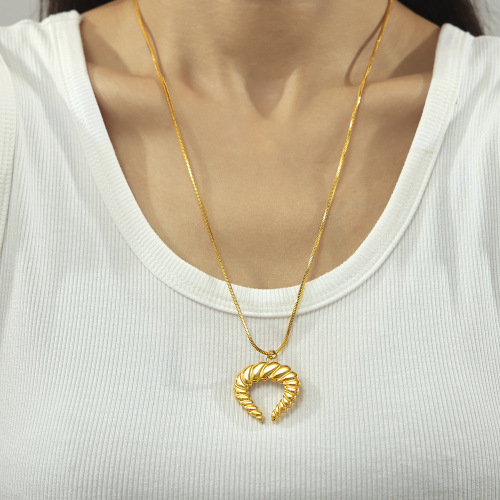 FXNT1343 Ox horn thread pendant clavicle chain 18k gold plated Wholesale of non-fading necklaces