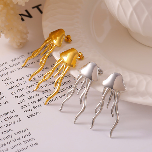 FXET1007 Wind earrings with feather-shaped geometric textures