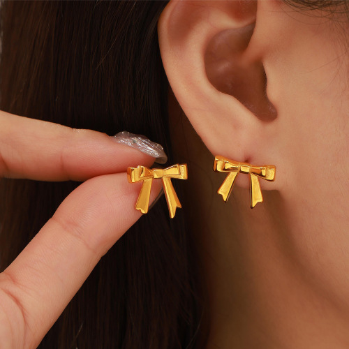 FXET990 Twisted triangle stainless steel earrings geometric gold plated casual earrings