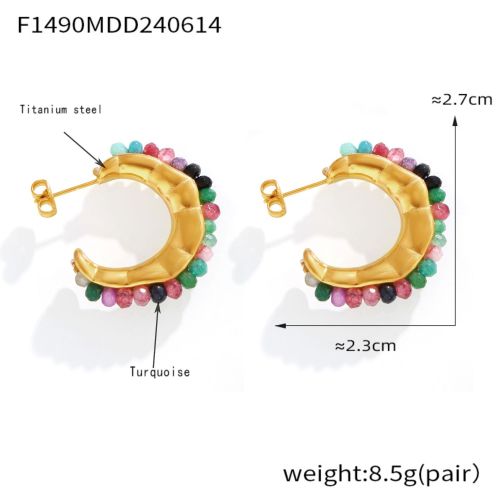 FXET1072 Hong Kong diamond pattern style jewelry simple gold-plated U-shaped ear buckles
