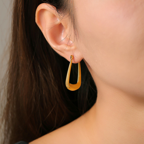 FXET800 Women's hollow U-shaped geometric PVD 18K gold hollow earrings