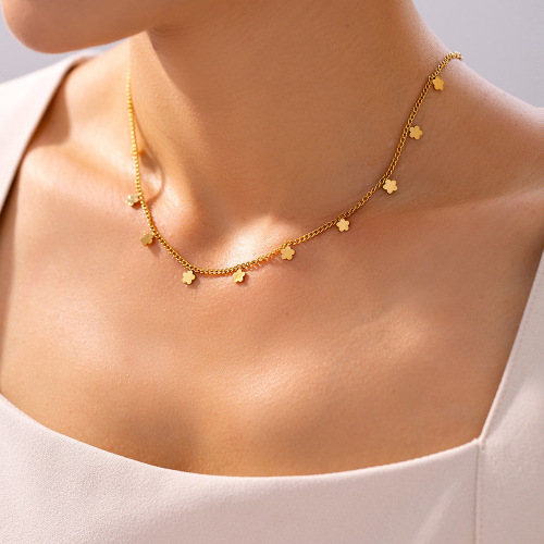 FXNT1341 Multiple flower pendant clavicle necklace 18k gold plated jewelry for women
