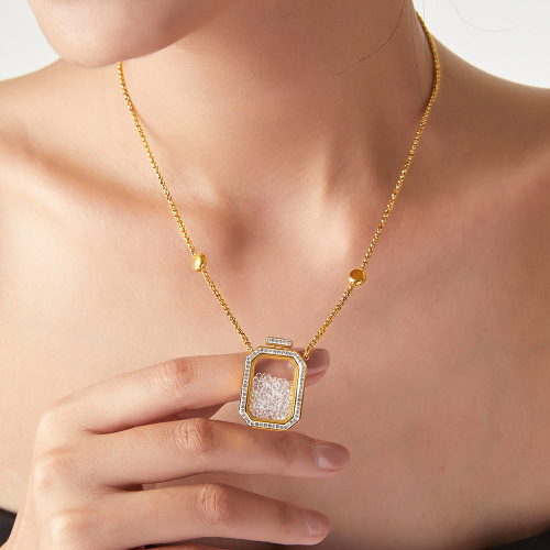 FXNT1337 Rhinestone pendant stainless steel clavicle chain sweet necklace wholesale