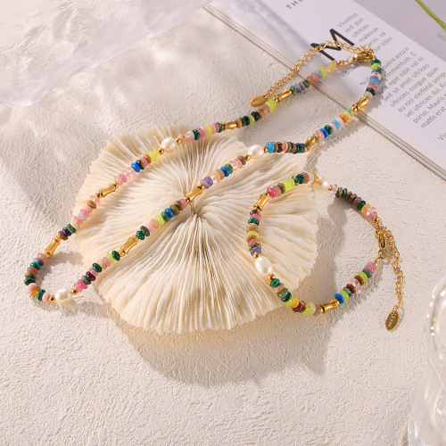 FXNT1354 Bohemian dopamine freshwater pearl, natural stone beaded necklace bracelet