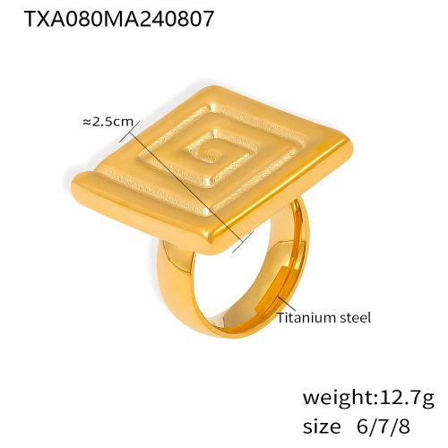 FXET827 Swirl pattern square earrings, ring-feeling 18k gold-plated wholesale