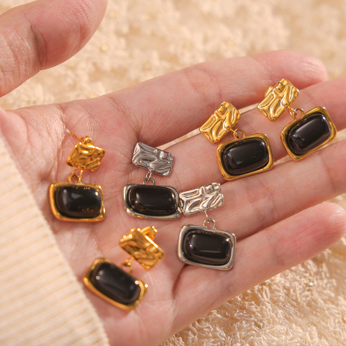 FXET1055 Korean earrings weight colored glaze line water drop shape copper earrings