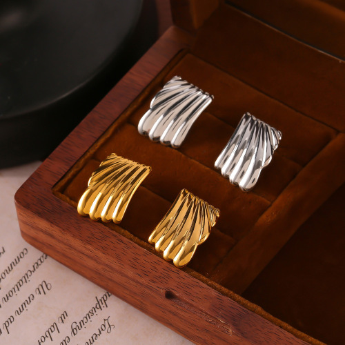 FXET917 Wing shape earrings with geometric line texture earrings