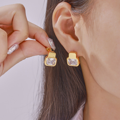 FXET898 Twisted earrings, gold-plated geometric multi-layer texture earrings
