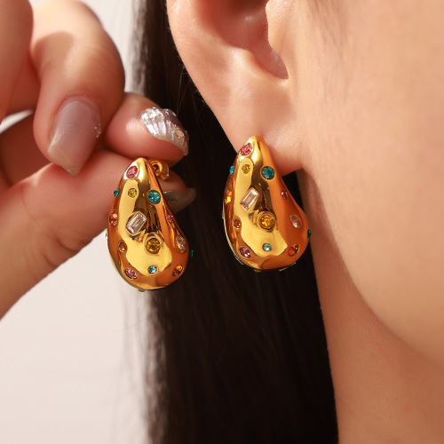 FXET994 Minimalist earrings with frosted heart-shaped gold-plated earrings