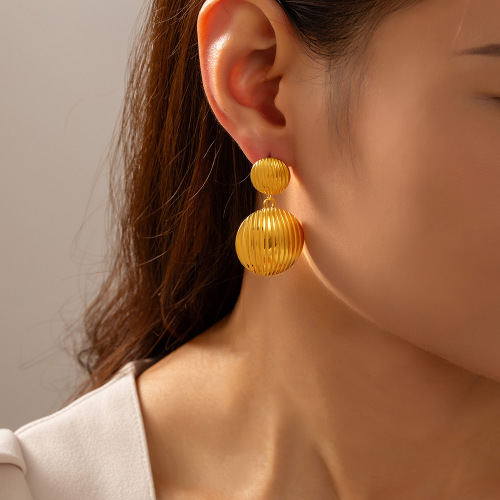 FXET987 Personalized spiral earrings geometric line texture earrings