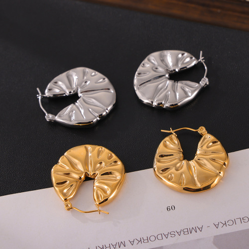 FXET937 Audrey Hepburn freshwater pearl pendant earrings for women with textured flower temperament earrings