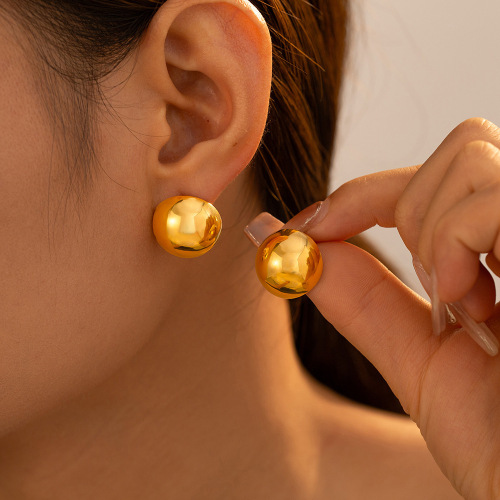 FXET958 Love-shaped glue beads earrings for women, 18K gold-plated PVD earrings