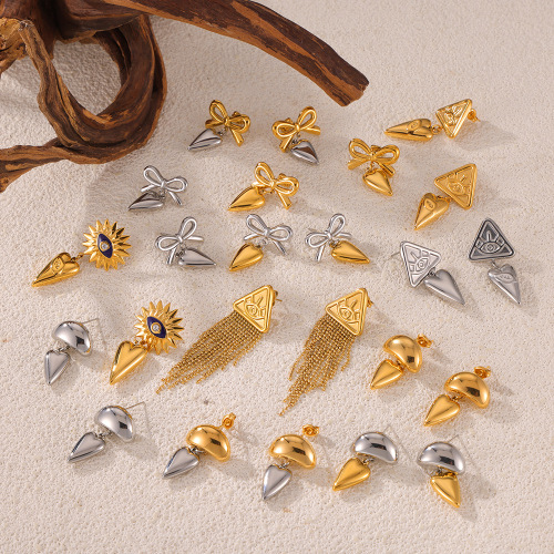 FXET916 Geometric earrings, devil's eye heart pendant, gold-plated earrings