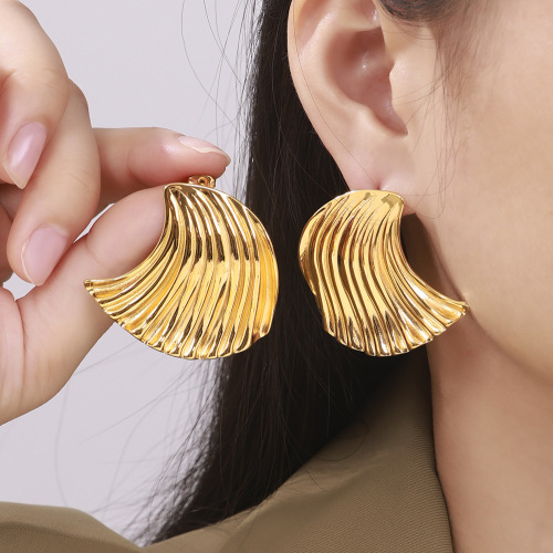 FXET975 Geometric triangle smooth earrings 18k real gold plated jewelry wholesale