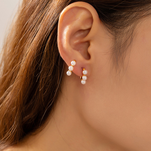 FXET1066 Geometric color matching jewelry gold-plated ear buckles