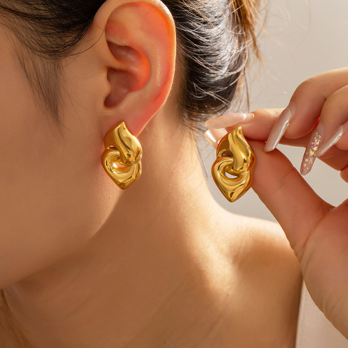 FXET1042 Jewelry geometric inlaid shell beads gold-plated earrings