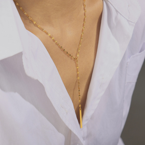 FXNT1428 Geometric element ring pendant Y-shaped tassel necklace can be stacked and worn gold-plated necklace