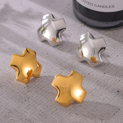 FXET1011 Drop glaze bamboo joint splicing earrings geometric gold-plated U-shaped