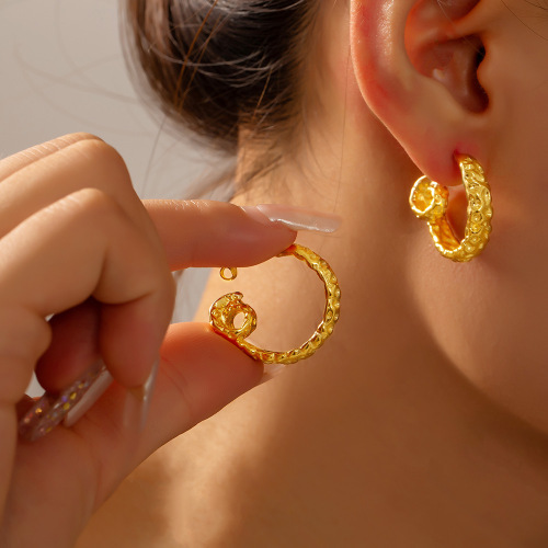 FXET877 British irregular pleated texture earrings line twisted design earrings