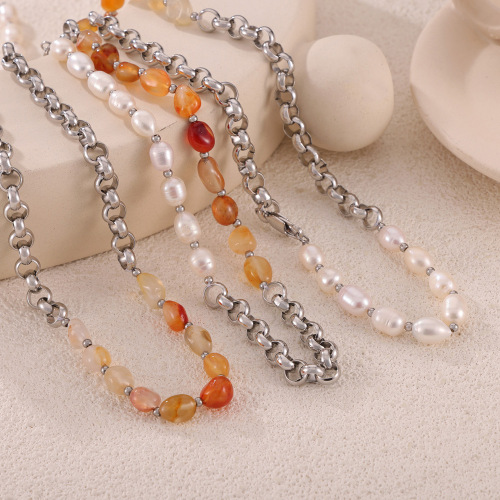 FXNT1417 Jewelry freshwater pearl natural stone handmade beaded necklace
