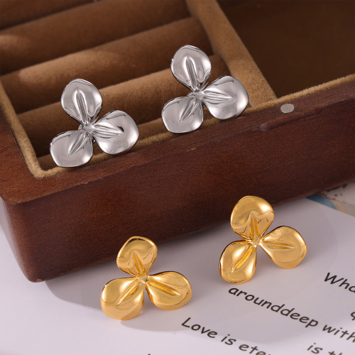 FXET935 Minimal earrings with glossy U-shaped gold-plated earrings wholesale