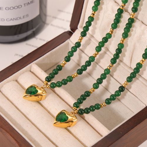 FXNT1434 Inlaid zircon love pendant jewelry handmade beaded titanium