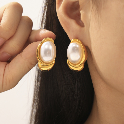 FXET1041 Forest-style leisure jewelry geometric vine ring shape gold-plated earrings
