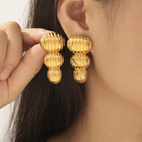 FXET1037 Jewelry texture round plate geometric pattern gold-plated earrings