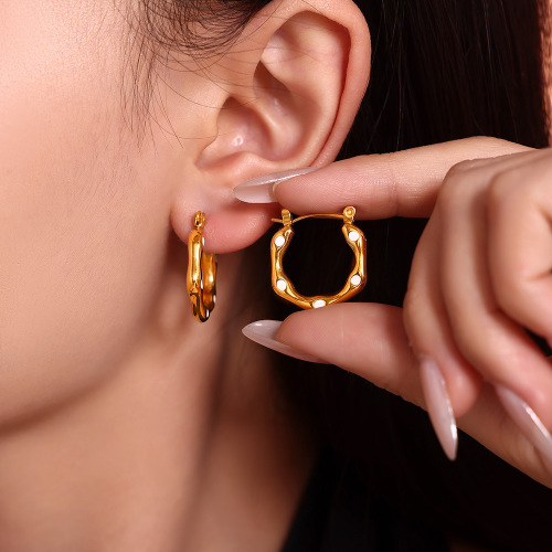 FXET789 Earrings, geometric oil drop earrings, 18K gold-plated PVD female