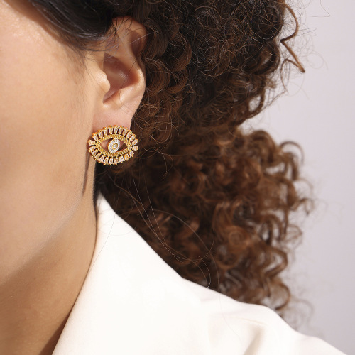 FXET968 Feather wing texture earrings plated with 18k real gold earrings wholesale