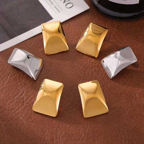 FXET932 Korean line oval hollow stainless steel 18k gold-plated earrings and earrings wholesale