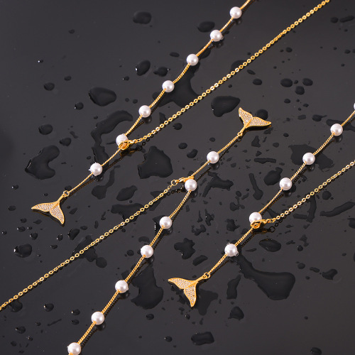 FXNT1441 Hong Kong style shell beaded jewelry fishtail diamond pendant