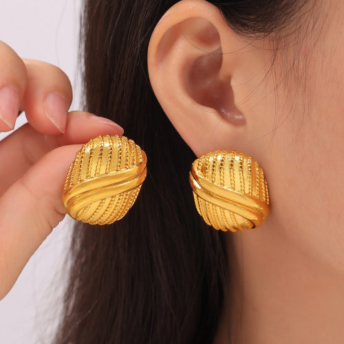 FXET880 Multi-layer line round plate earrings geometric earrings