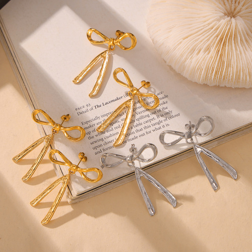 FXET900 Korean bow-knot earrings, simple style plating