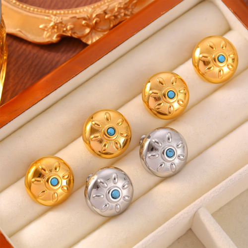 FXET985 British twisted earrings geometric round hollow gold plated earrings
