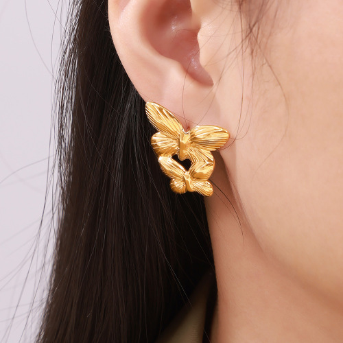 FXET979 Lip hollow heart-shaped earrings 18k real gold plated female earrings
