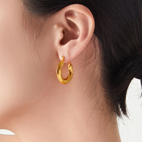 FXET891 Wide-face earrings geometric diamond copper material casual earrings