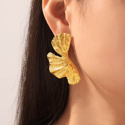 FXET1039 Hip-hop jewelry irregular texture square earrings
