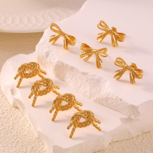 FXET950 Hong Kong cool earrings with hollow chain texture and gold-plated U