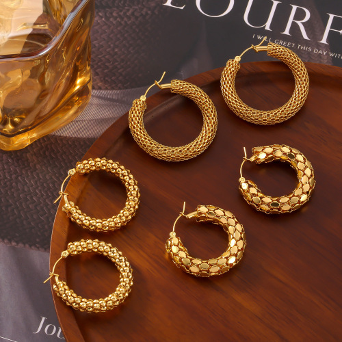 FXET949 Earrings with geometric brightness and gold-plated U-shaped earrings