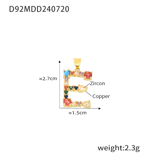 FXNT1426 Product inlaid with colored zircon blue turquoise 26 letters separate pendant copper material gold-plated accessories female