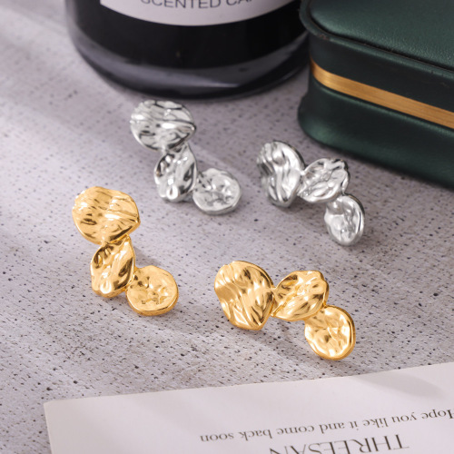 FXET1015 British earrings geometric diamond pattern gold-plated earrings