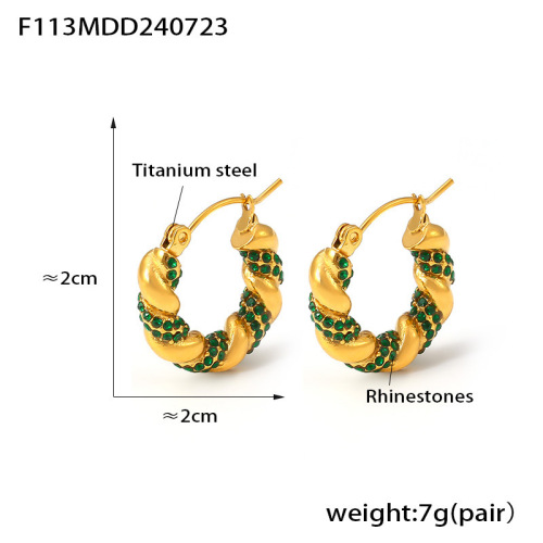 FXET847 U-shaped zircon twisted earrings for women