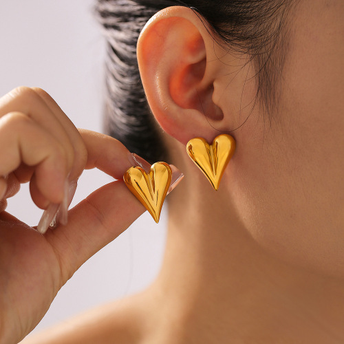 FXET854 Cross-level geometric love earrings 18k real gold-plated earrings earrings
