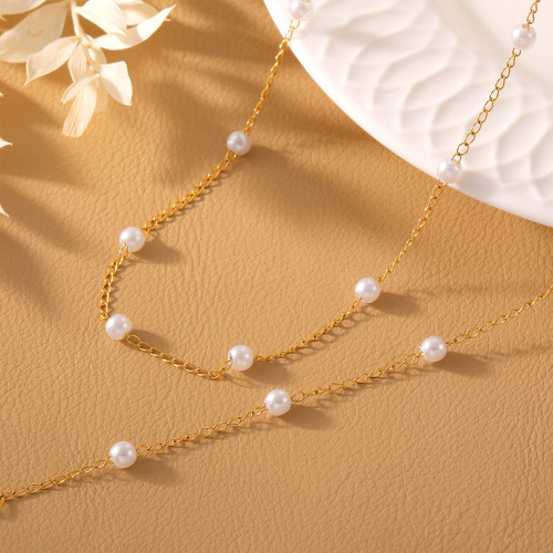 FXST62 Hepburn minimalist jewelry gentle shell beads beaded gold-plated jewelry set