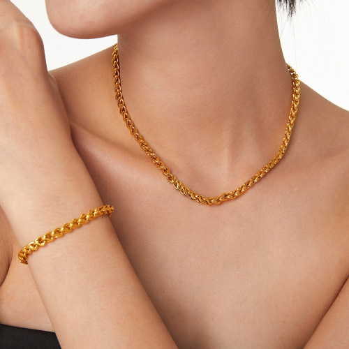 FXST55 Hip-hop jewelry geometric chain copper material jewelry set