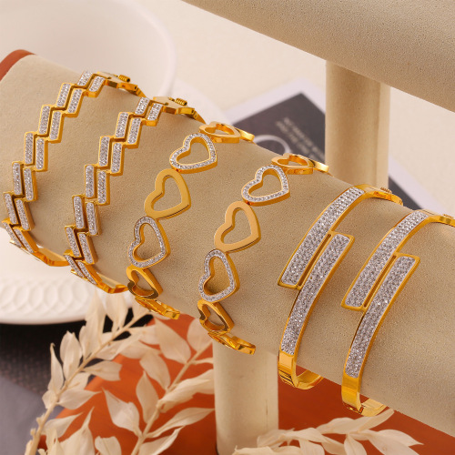 FXGT48 Jewelry geometric diamond-plated multi-layer hollow Gold-plated bracelet
